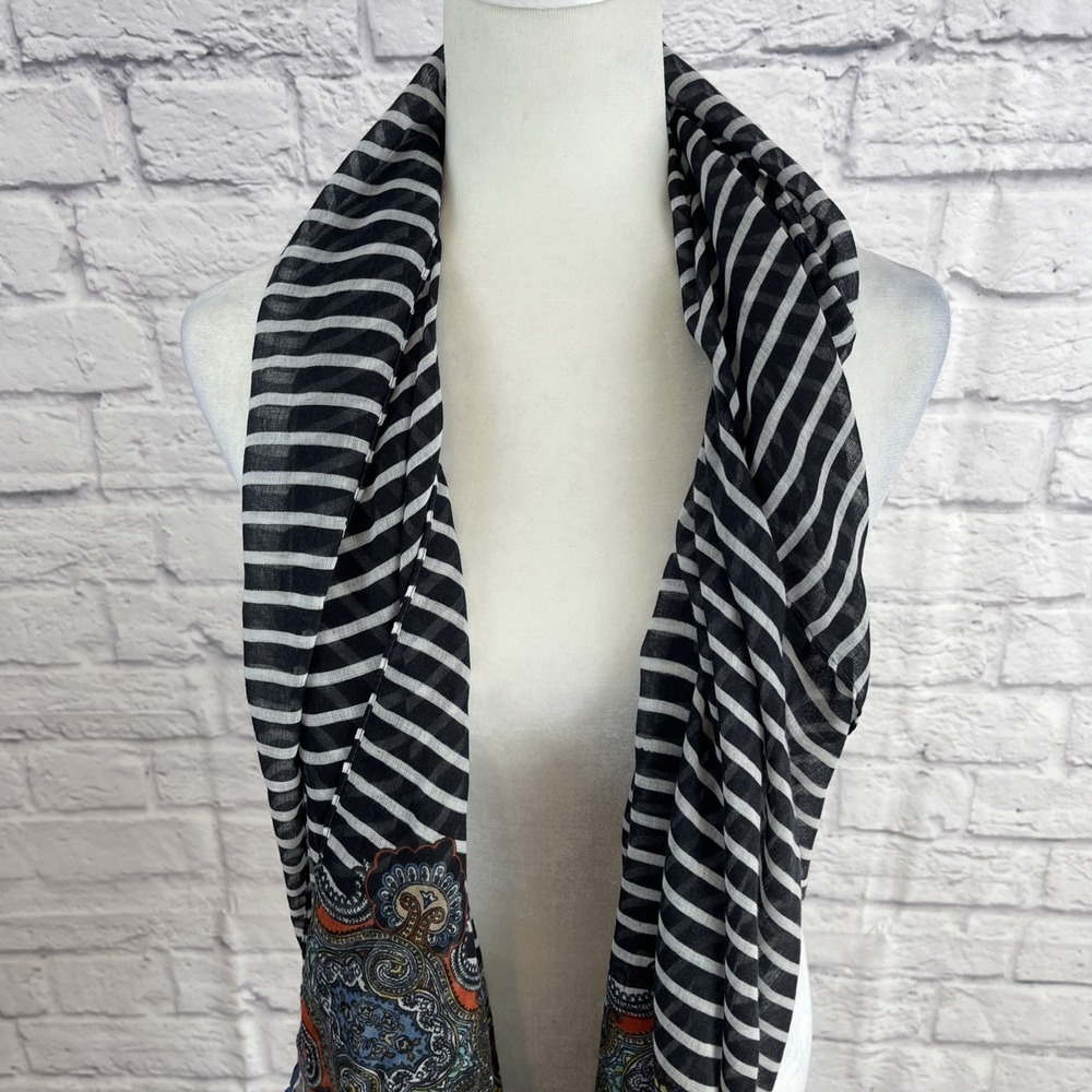 Banana Republic NWT Coastal Boho Paisley & Striped Lightweight Scarf One Size - Picture 5 of 9